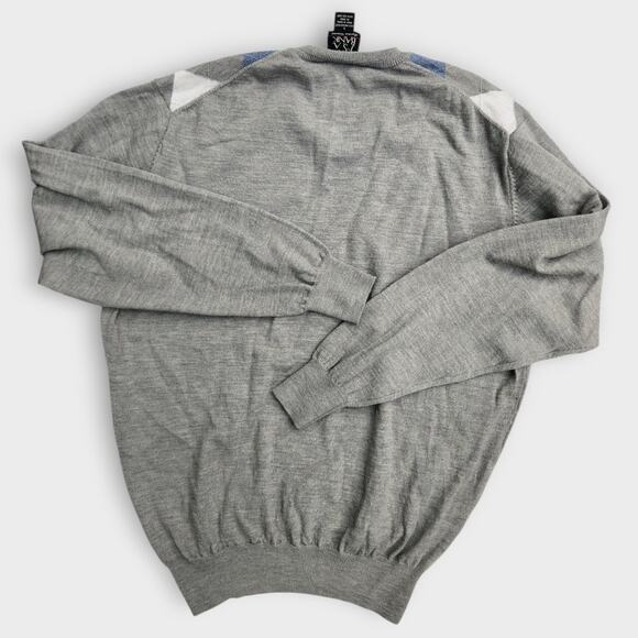 Jos. A. Bank Sweater Mens L Signature Collection Blue Gray Argyle Stretch Preppy - Picture 3 of 5